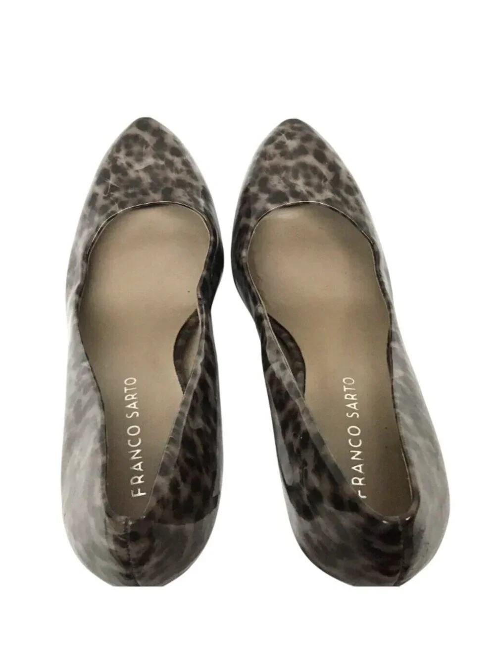 Franco Sarto Womens 8.5 Cicero Platform Faux Patent Leather Leopard Print Pumps